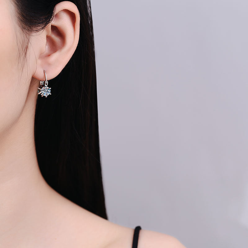 Original cross-border s925 sterling silver earrings colored moissanite earrings personalized niche design moissanite earrings wholesale