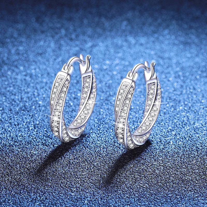 Cross-border s925 sterling silver full diamond earrings moissanite, mobius earrings 1.3 carat moissanite stud earrings wholesale
