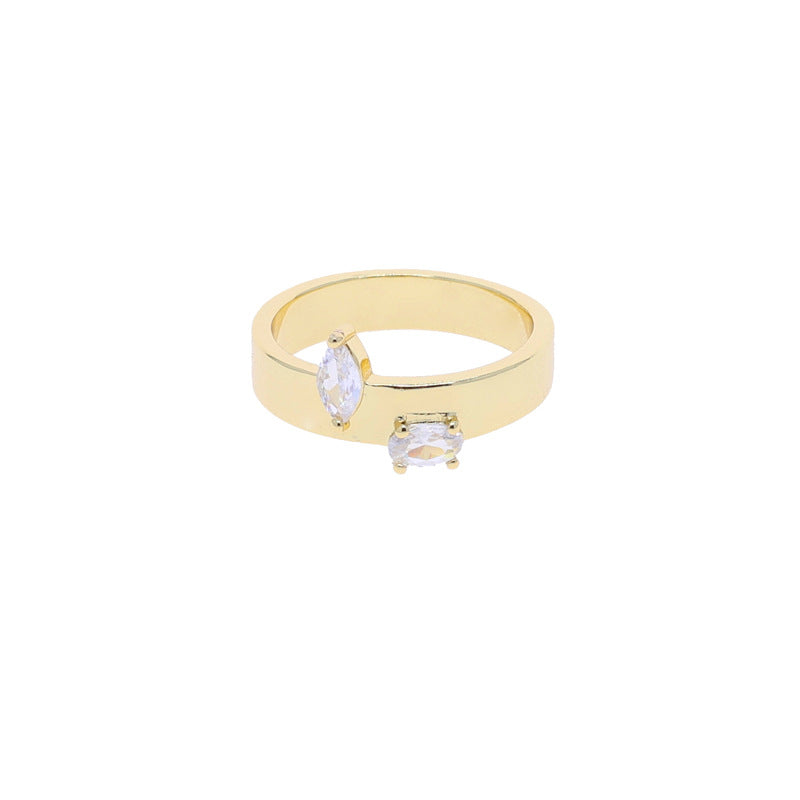 Cross-border new ins style simple zircon gold ring women's European and American fashion personality trend ring ring wholesale