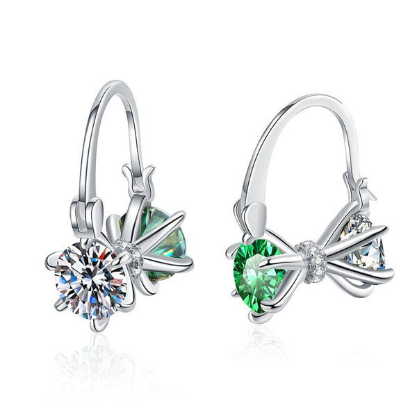 Original cross-border s925 sterling silver earrings colored moissanite earrings personalized niche design moissanite earrings wholesale