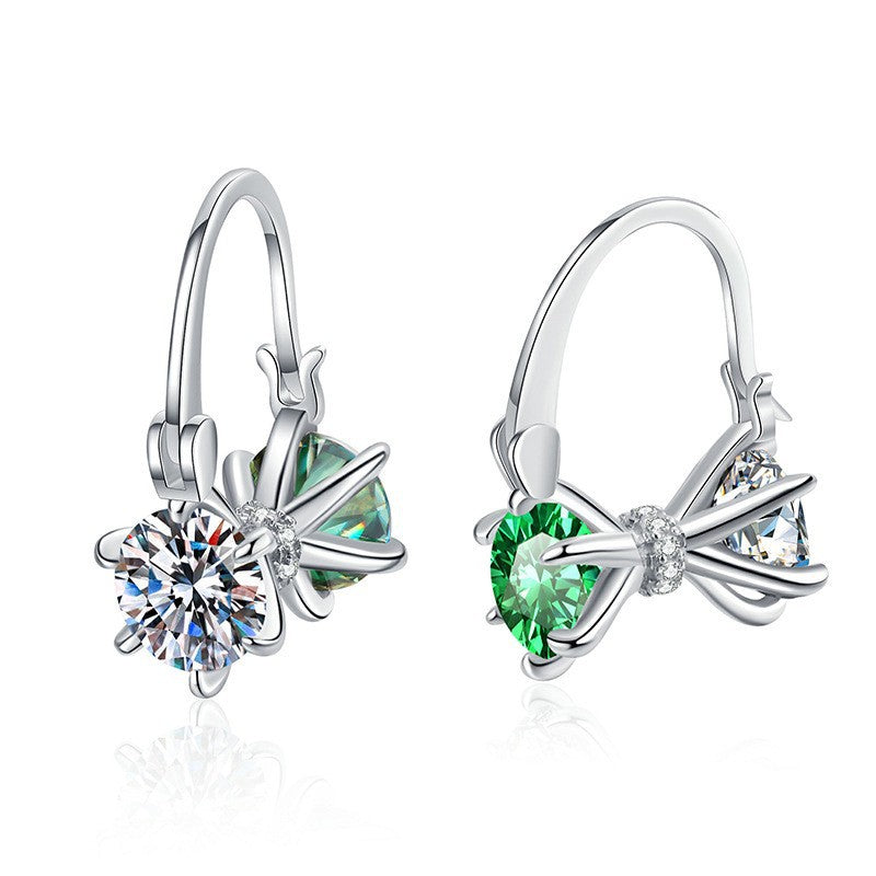 Original cross-border s925 sterling silver earrings colored moissanite earrings personalized niche design moissanite earrings wholesale