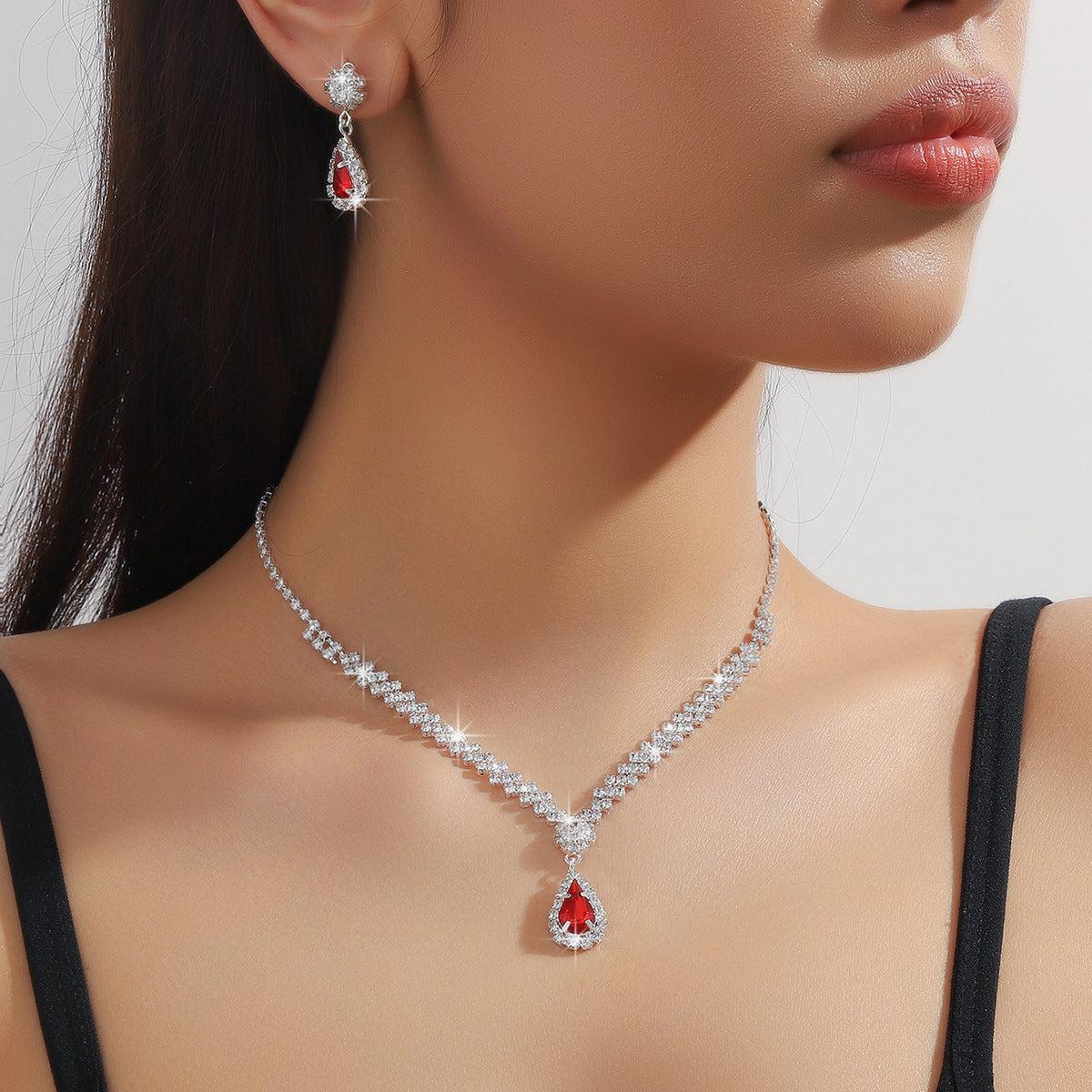 Bridal Jewelry Set Cross-border Explosive Necklace Earrings Wedding Ladies Set Evening Dress Accessories Bridal Three-piece Set
