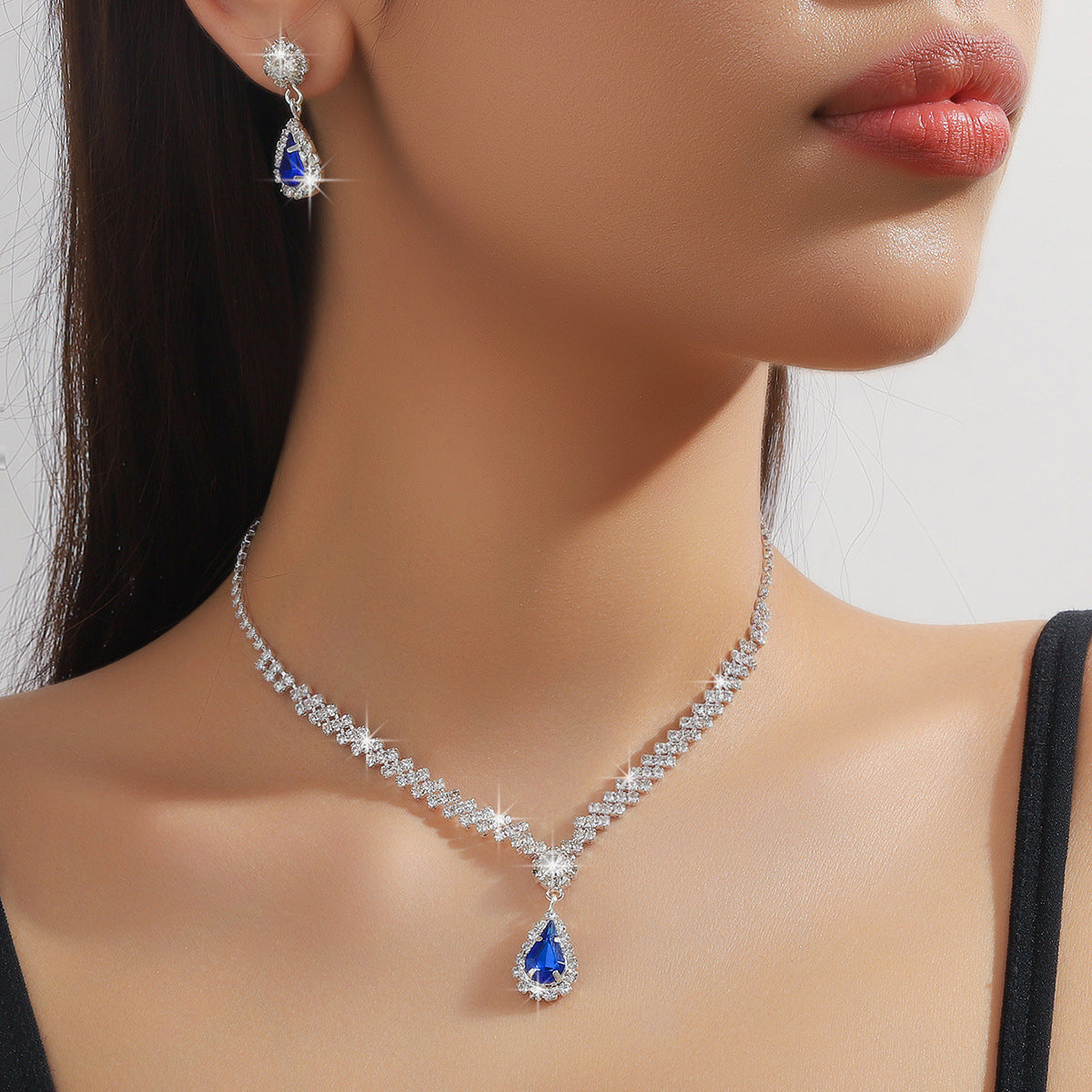 Bridal Jewelry Set Cross-border Explosive Necklace Earrings Wedding Ladies Set Evening Dress Accessories Bridal Three-piece Set