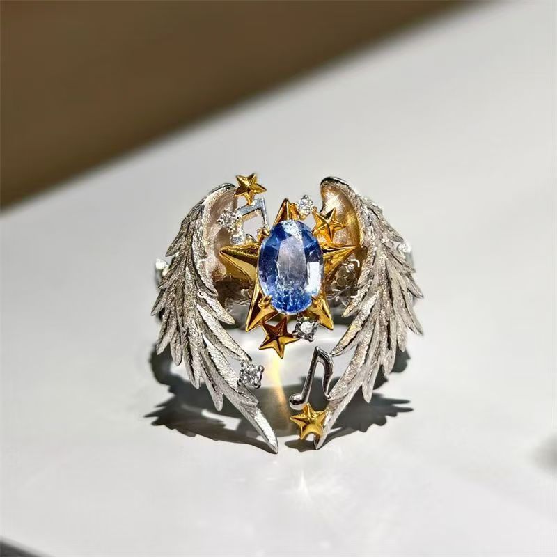 2025 new wings guard the stars exquisite versatile personalized ring adjustable fashion high-end jewelry