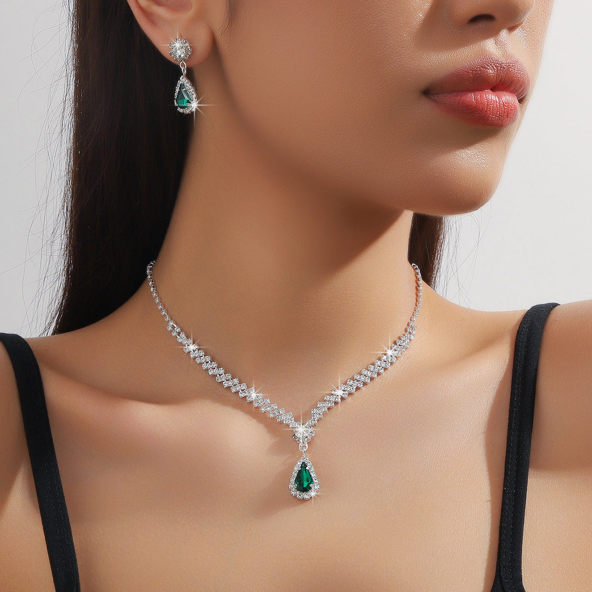 Bridal Jewelry Set Cross-border Explosive Necklace Earrings Wedding Ladies Set Evening Dress Accessories Bridal Three-piece Set