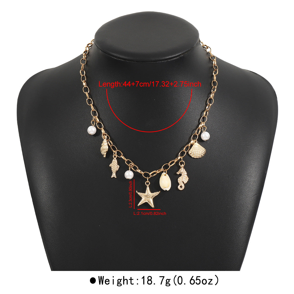 N12517 European and American cross-border ocean wind pearl fringed necklace beach starfish shell pendant necklace