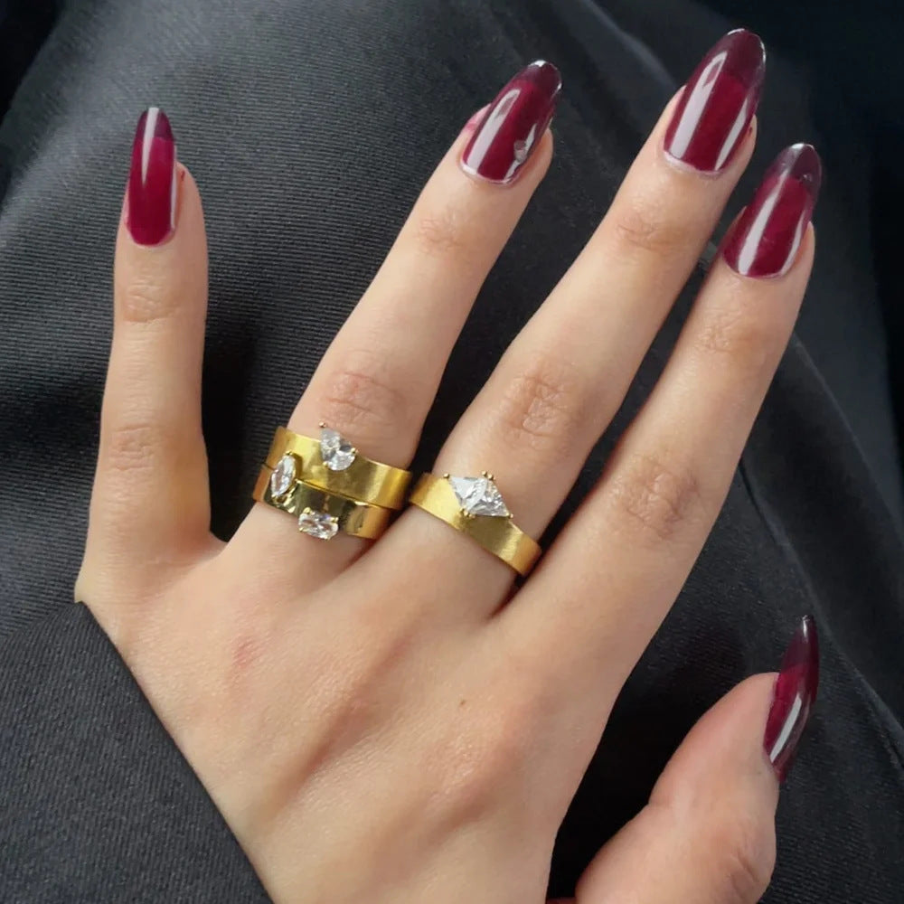 Cross-border new ins style simple zircon gold ring women's European and American fashion personality trend ring ring wholesale