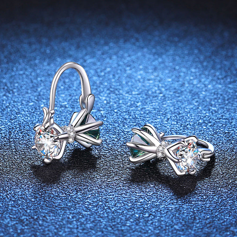 Original cross-border s925 sterling silver earrings colored moissanite earrings personalized niche design moissanite earrings wholesale