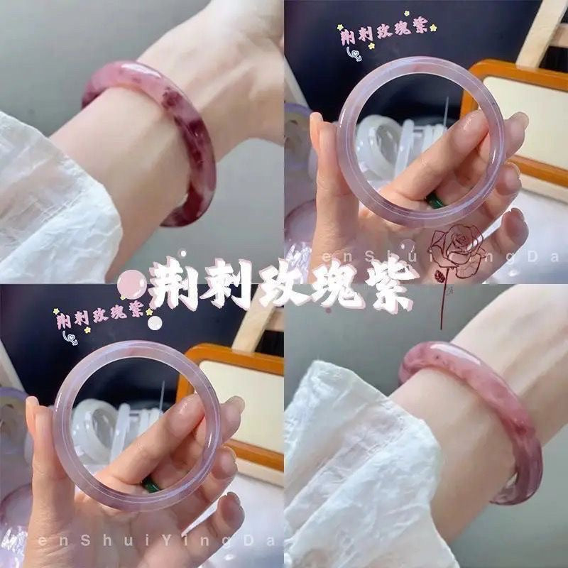 Glass imitation jade bracelet wholesale fine bracelet jingle jingle jingle bracelet Hanfu accessories bracelet forbidden ring wholesale hand