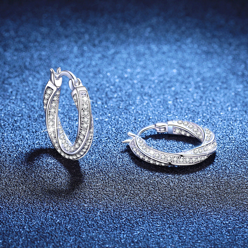 Cross-border s925 sterling silver full diamond earrings moissanite, mobius earrings 1.3 carat moissanite stud earrings wholesale