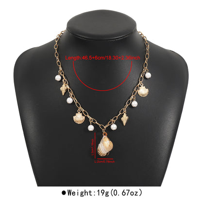N12517 European and American cross-border ocean wind pearl fringed necklace beach starfish shell pendant necklace