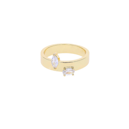 Cross-border new ins style simple zircon gold ring women's European and American fashion personality trend ring ring wholesale