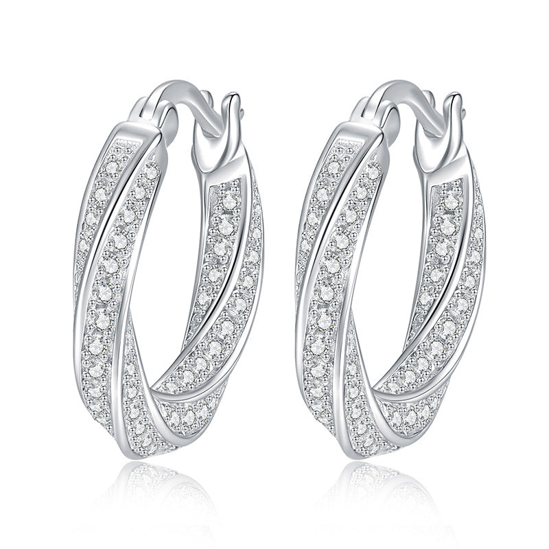 Cross-border s925 sterling silver full diamond earrings moissanite, mobius earrings 1.3 carat moissanite stud earrings wholesale