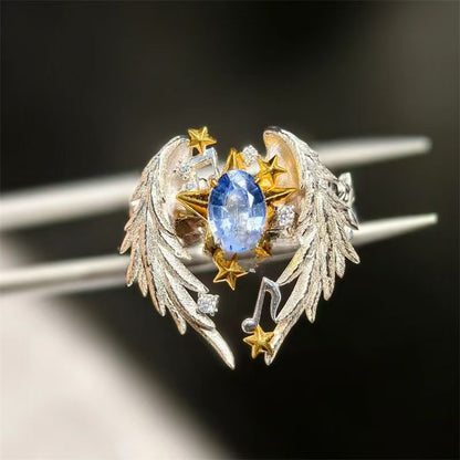 2025 new wings guard the stars exquisite versatile personalized ring adjustable fashion high-end jewelry