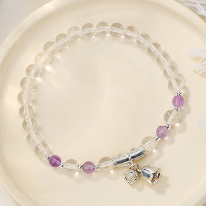 Natural amethyst bracelet, high-end four-leaf clover grape beaded bracelet, women's fashion high-end jewelry, factory price direct sales.