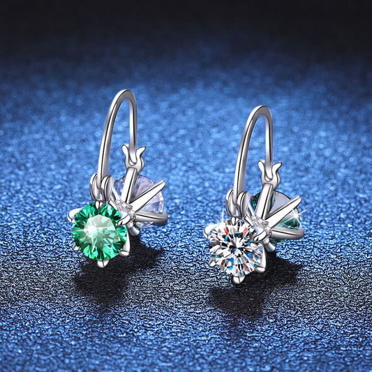 Original cross-border s925 sterling silver earrings colored moissanite earrings personalized niche design moissanite earrings wholesale