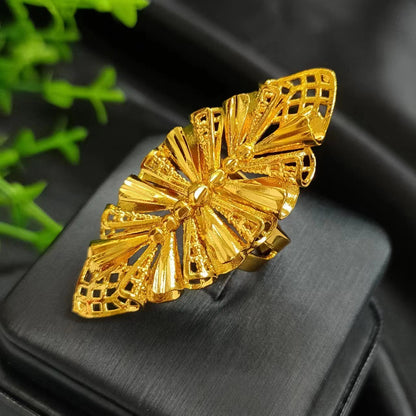 24K gold-plated wheat ear index finger ring does not fade niche design Middle East Dubai copper temperament fashionable and simple women's ring