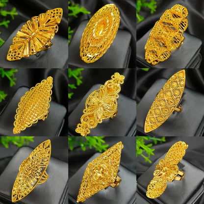 24K gold-plated wheat ear index finger ring does not fade niche design Middle East Dubai copper temperament fashionable and simple women's ring
