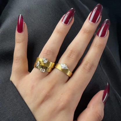 Cross-border new ins style simple zircon gold ring women's European and American fashion personality trend ring ring wholesale
